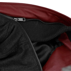 Men’s Maroon Hooded Leather Jacket