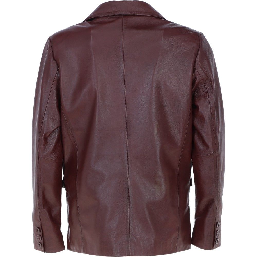 Men's Maroon Leather Blazer Jacket