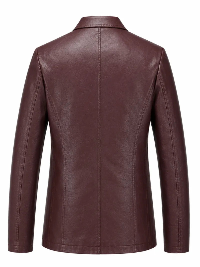 Men's Maroon Leather Blazer