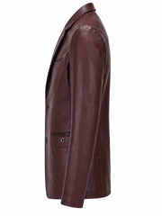 Men's Maroon Leather Blazer
