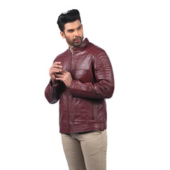 Men’s Maroon Leather Classic Jacket