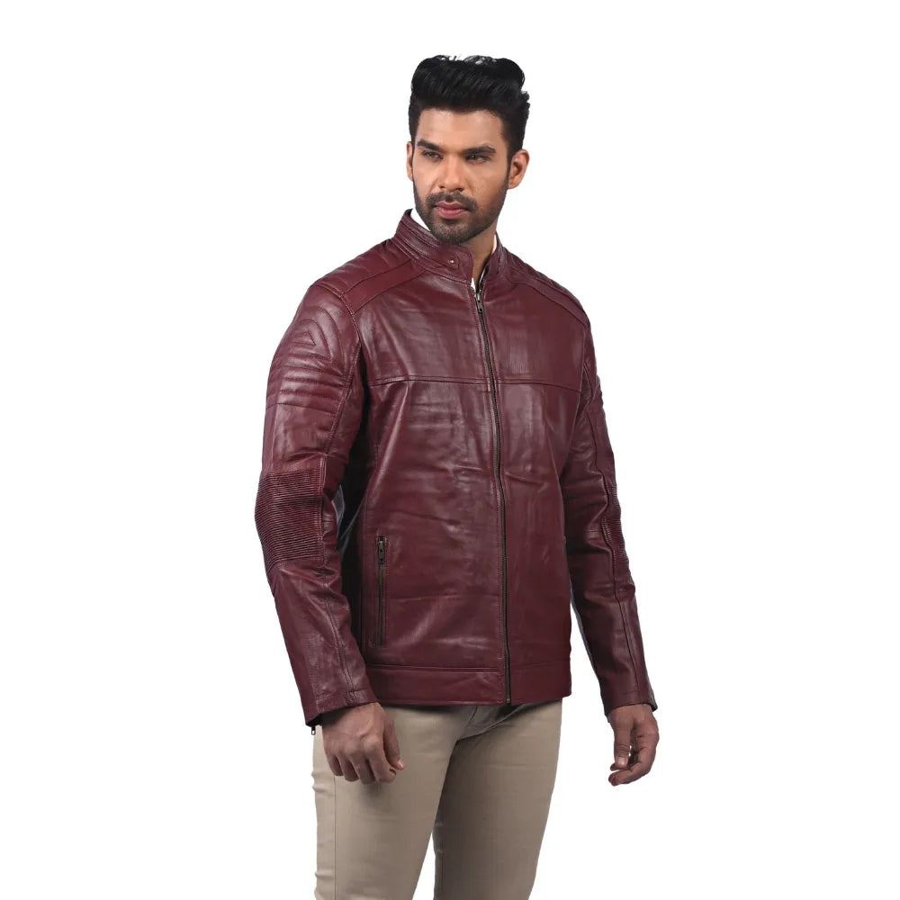 Men’s Maroon Leather Classic Jacket