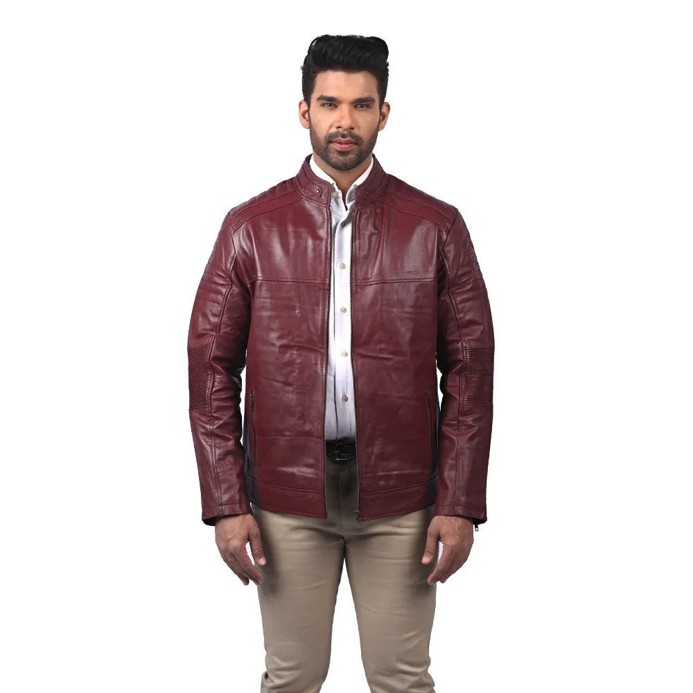 Men’s Maroon Leather Classic Jacket