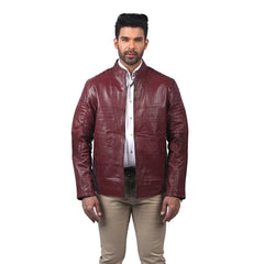 Men’s Maroon Leather Classic Jacket
