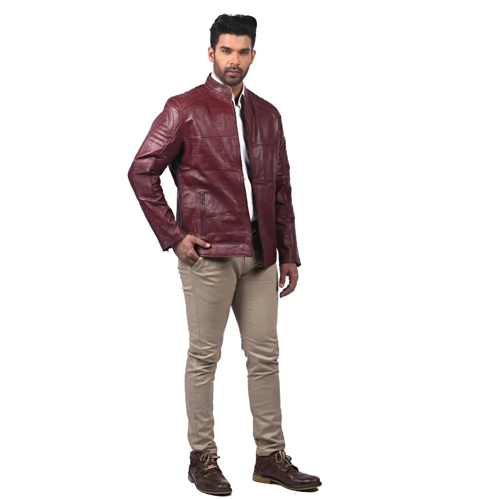 Men’s Maroon Leather Classic Jacket