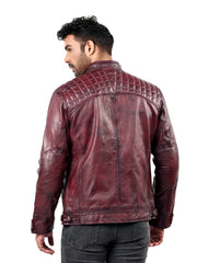 Men’s Maroon Leather Jacket Left 