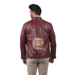 Men’s Maroon Leather Zip Jacket