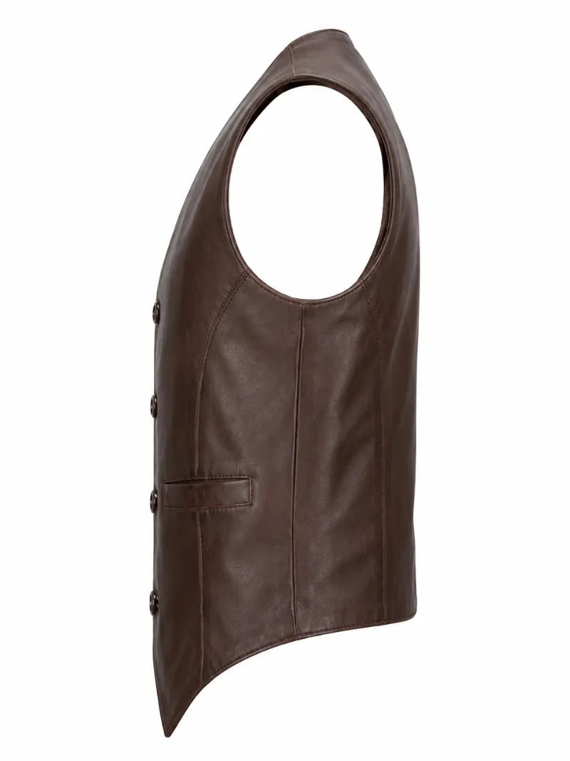 Men's Mid Brown Leather Vest