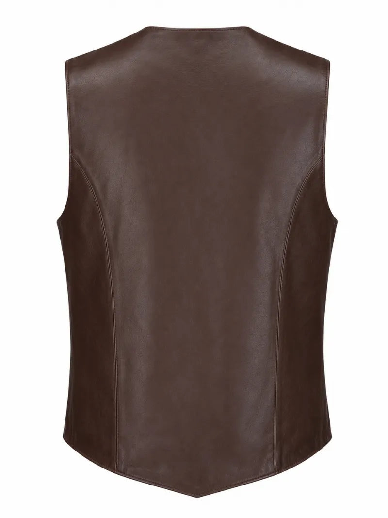 Men's Mid Brown Leather Vest