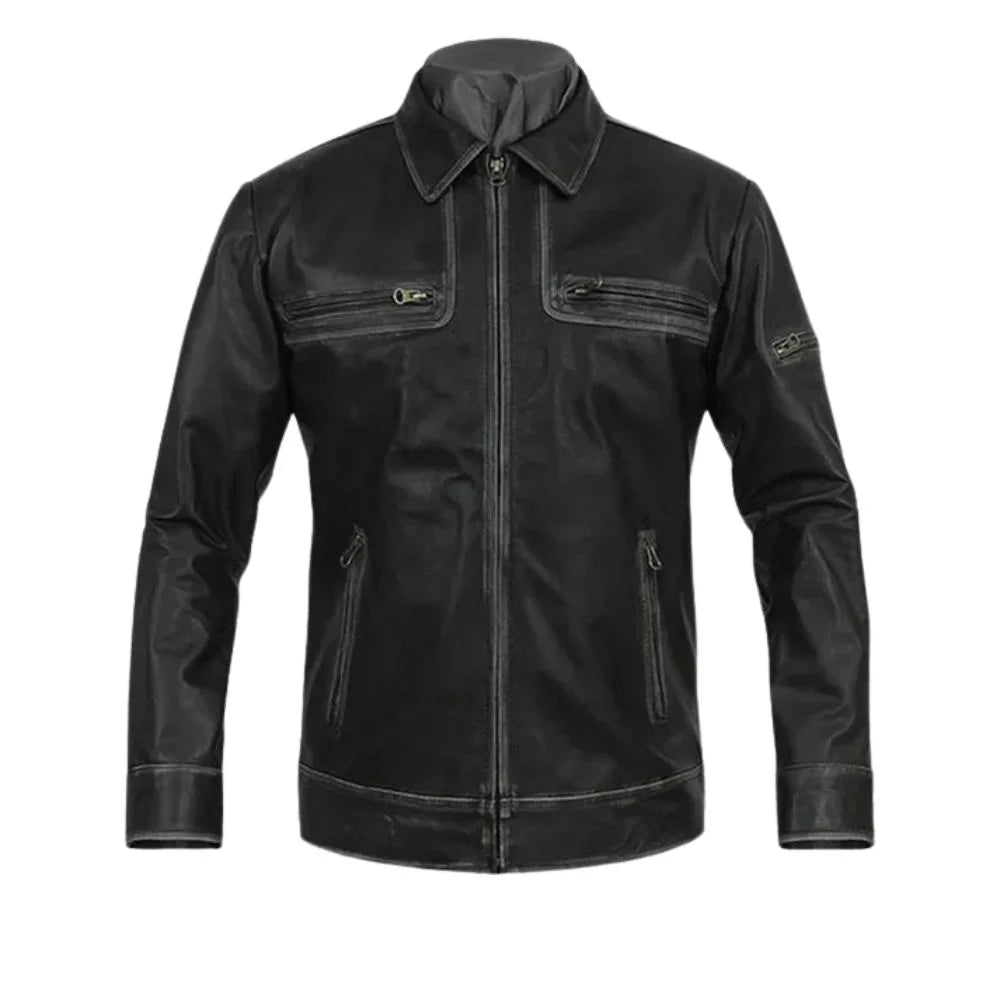 Black leather jacket