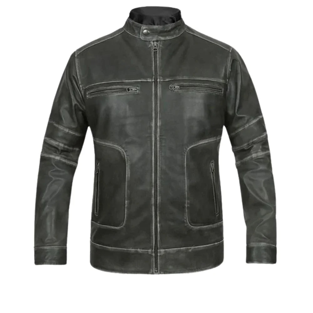 Men’s Modern Charcoal Leather Jacket