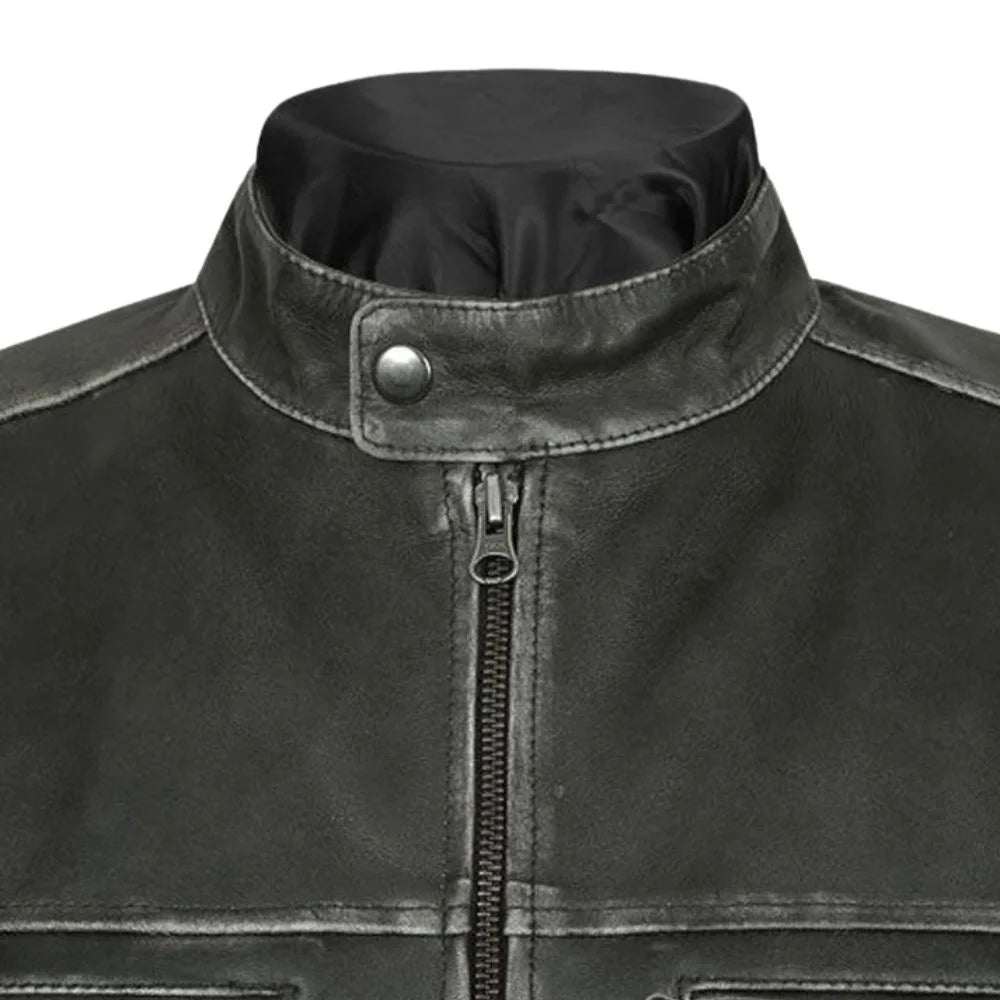 Men’s Modern Charcoal Leather Jacket