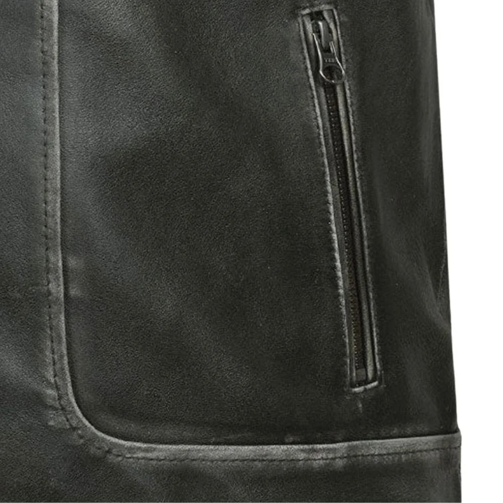Men’s Modern Charcoal Leather Jacket