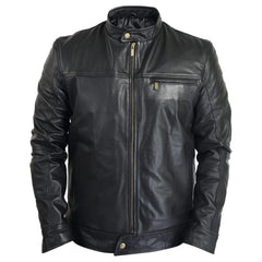 Men's Motorcycle Black Leather Jacket 