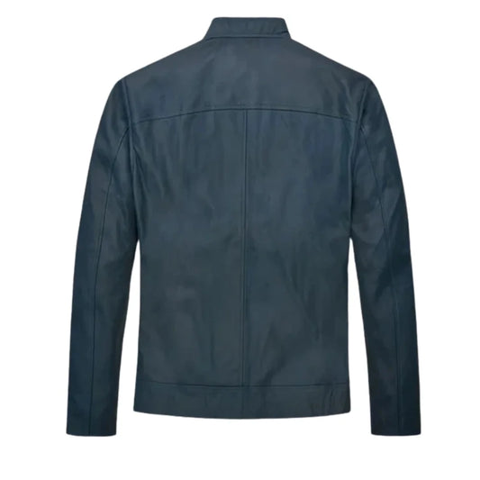 Men’s Navy Blue Classic Leather Jacket