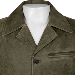 Men’s Olive Green Classic Suede Leather Jacket