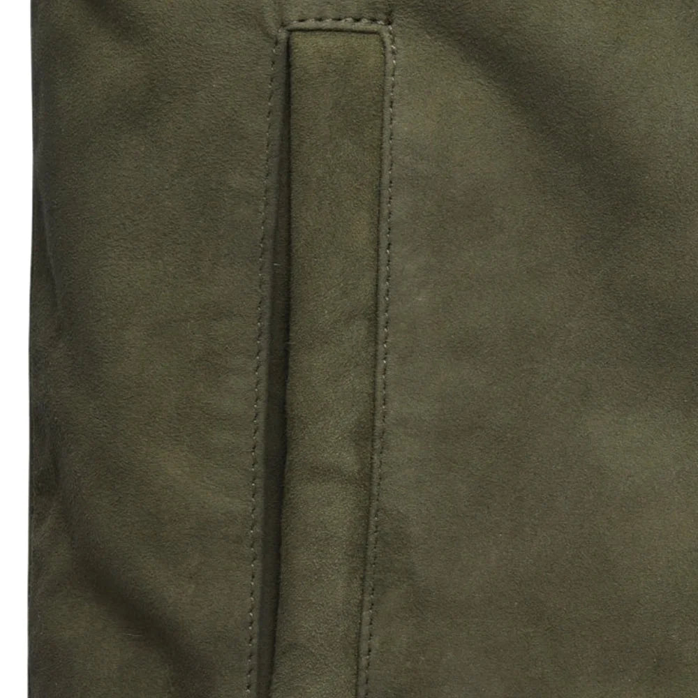 Men’s Olive Green Classic Suede Leather Jacket