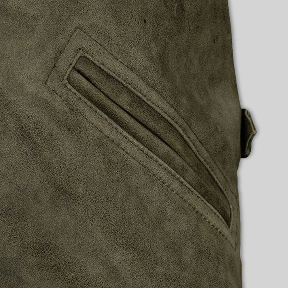 Men’s Olive Green Classic Suede Leather Jacket