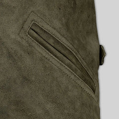Men’s Olive Green Classic Suede Leather Jacket