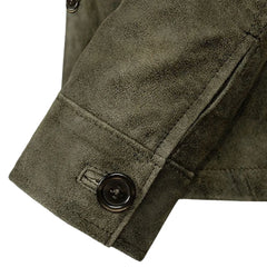 Men’s Olive Green Classic Suede Leather Jacket