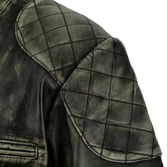Men’s Olive Green Quilted Leather Jacket