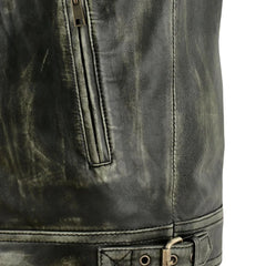 Men’s Olive Green Quilted Leather Jacket