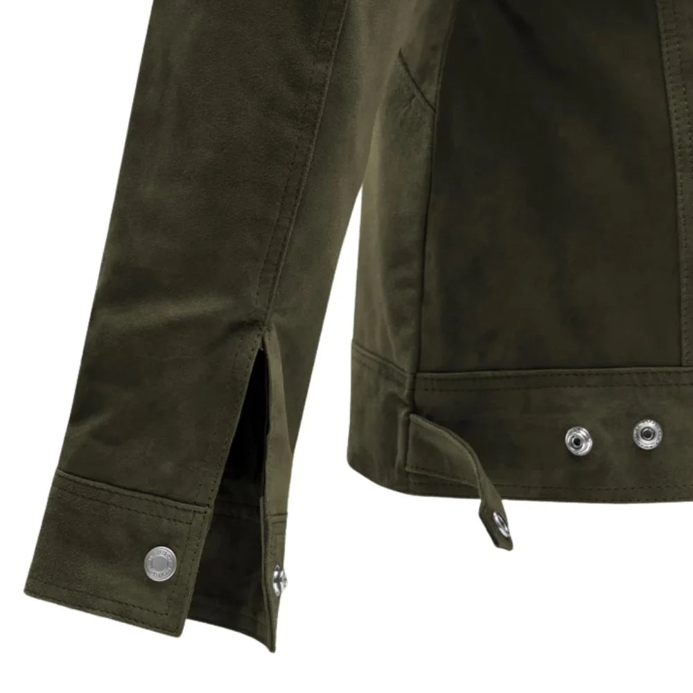 Men’s Olive Green Suede Leather Jacket