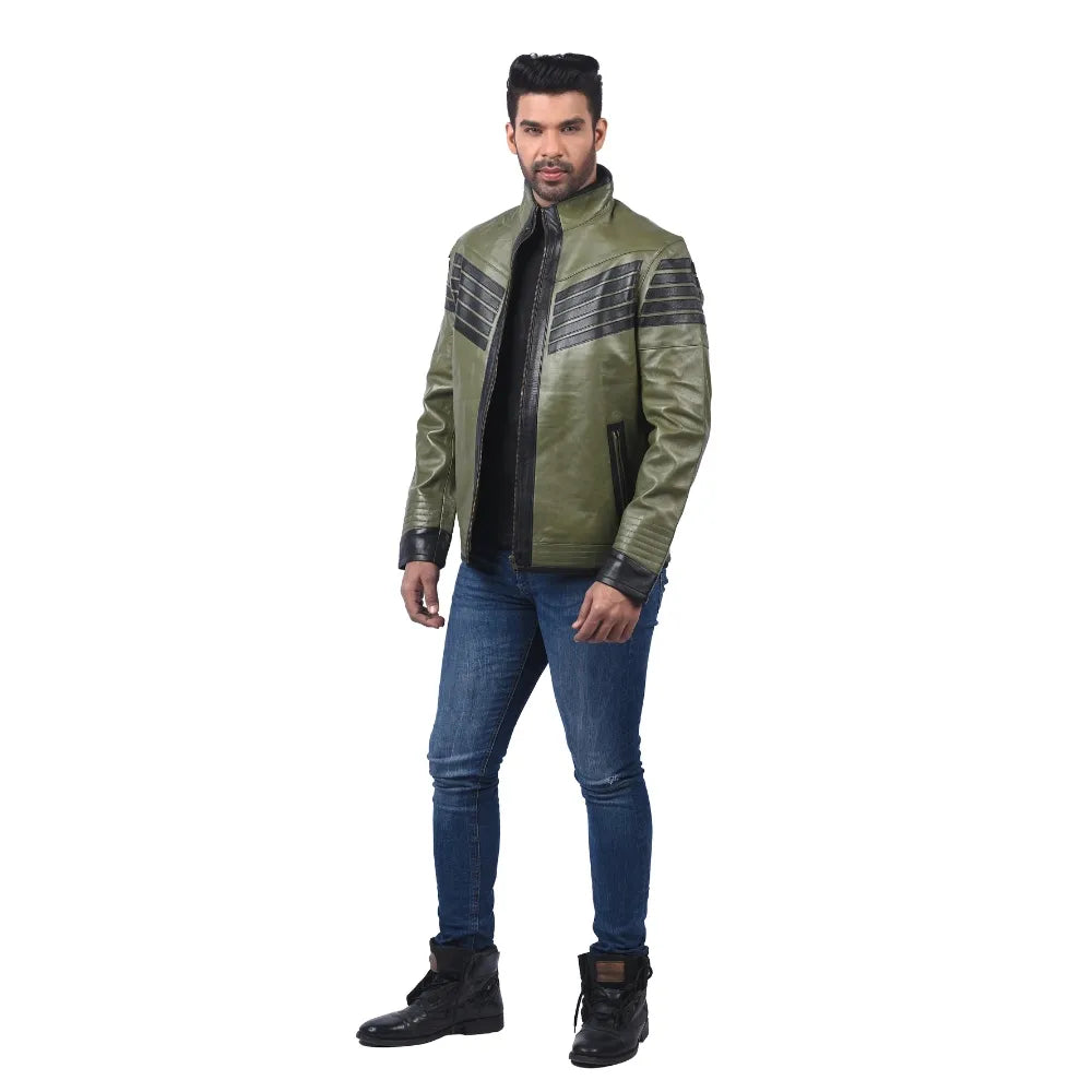 Men’s Olive Ridgecore Leather Jacket