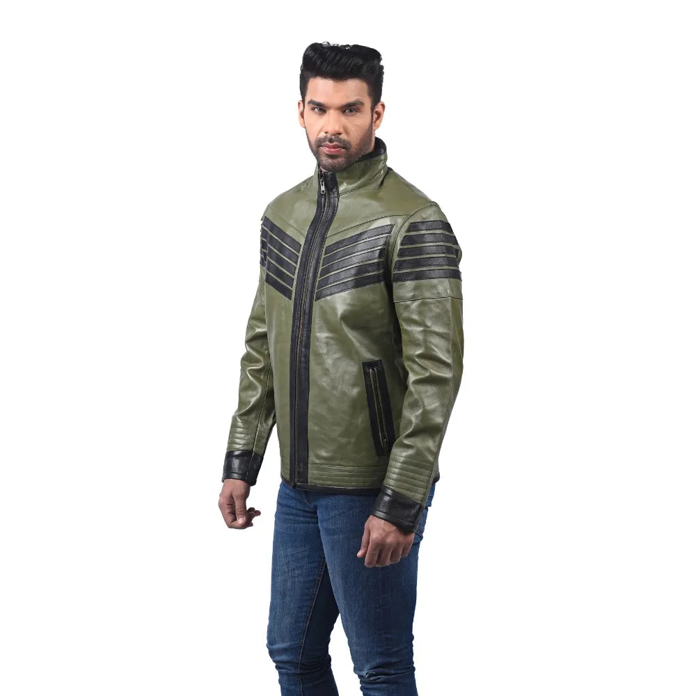 Men’s Olive Ridgecore Leather Jacket
