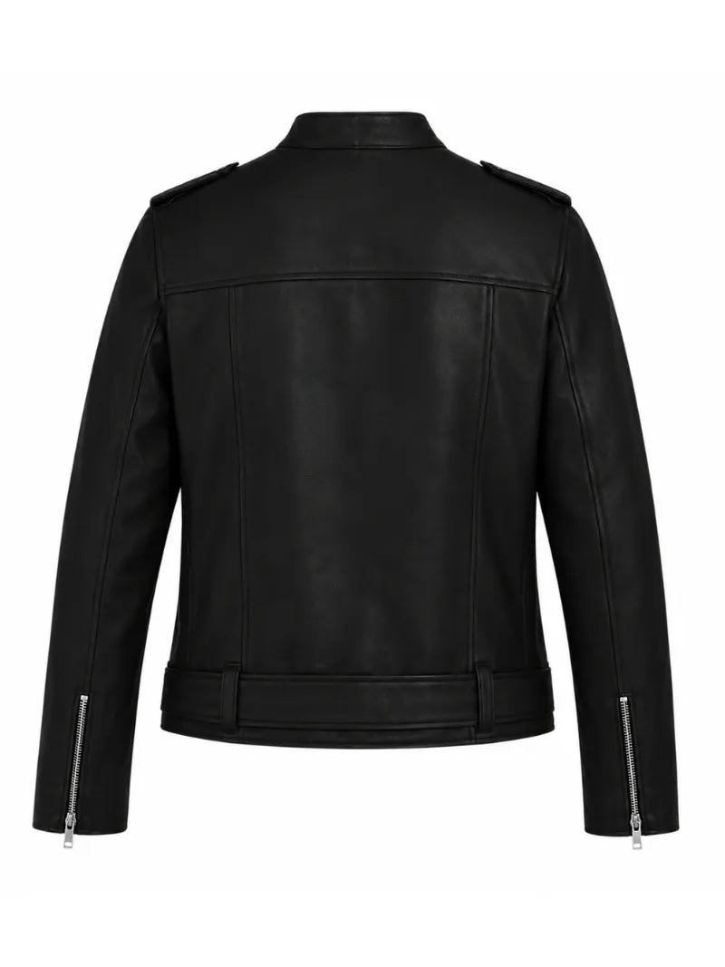 Men’s Pocket Leather Jacket Back 