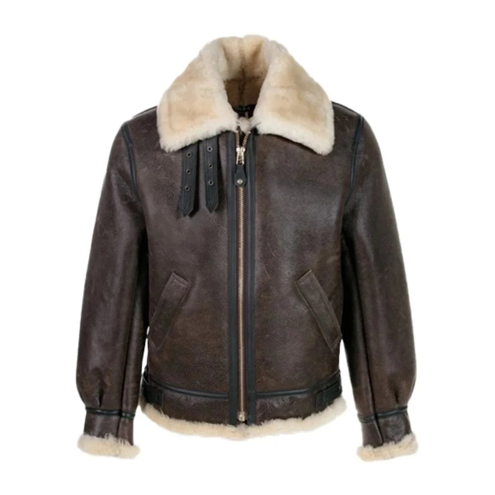 Men's Premium Brown Leather Shearling Jacket