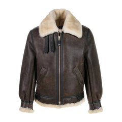 Men's Premium Brown Leather Shearling Jacket
