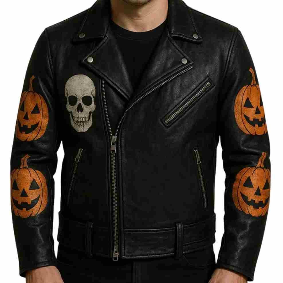 Men’s Pumpkin Halloween Leather Jacket