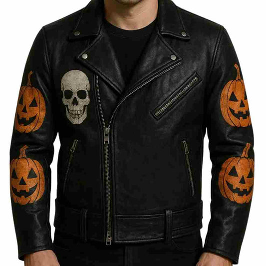 Men’s Pumpkin Halloween Leather Jacket