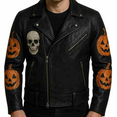 Men’s Pumpkin Halloween Leather Jacket