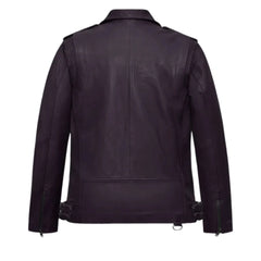 Men’s Purple Asymmetrical Leather Jacket