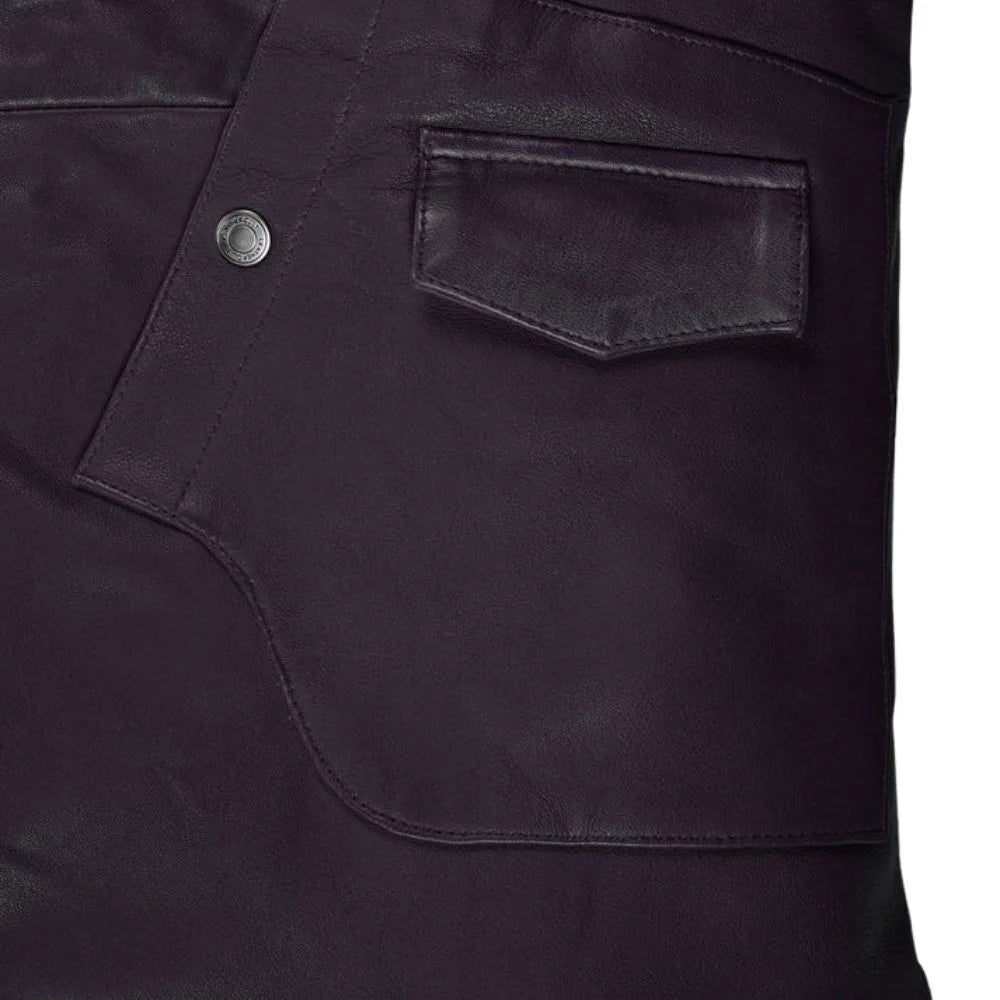 Men’s Purple Asymmetrical Leather Jacket