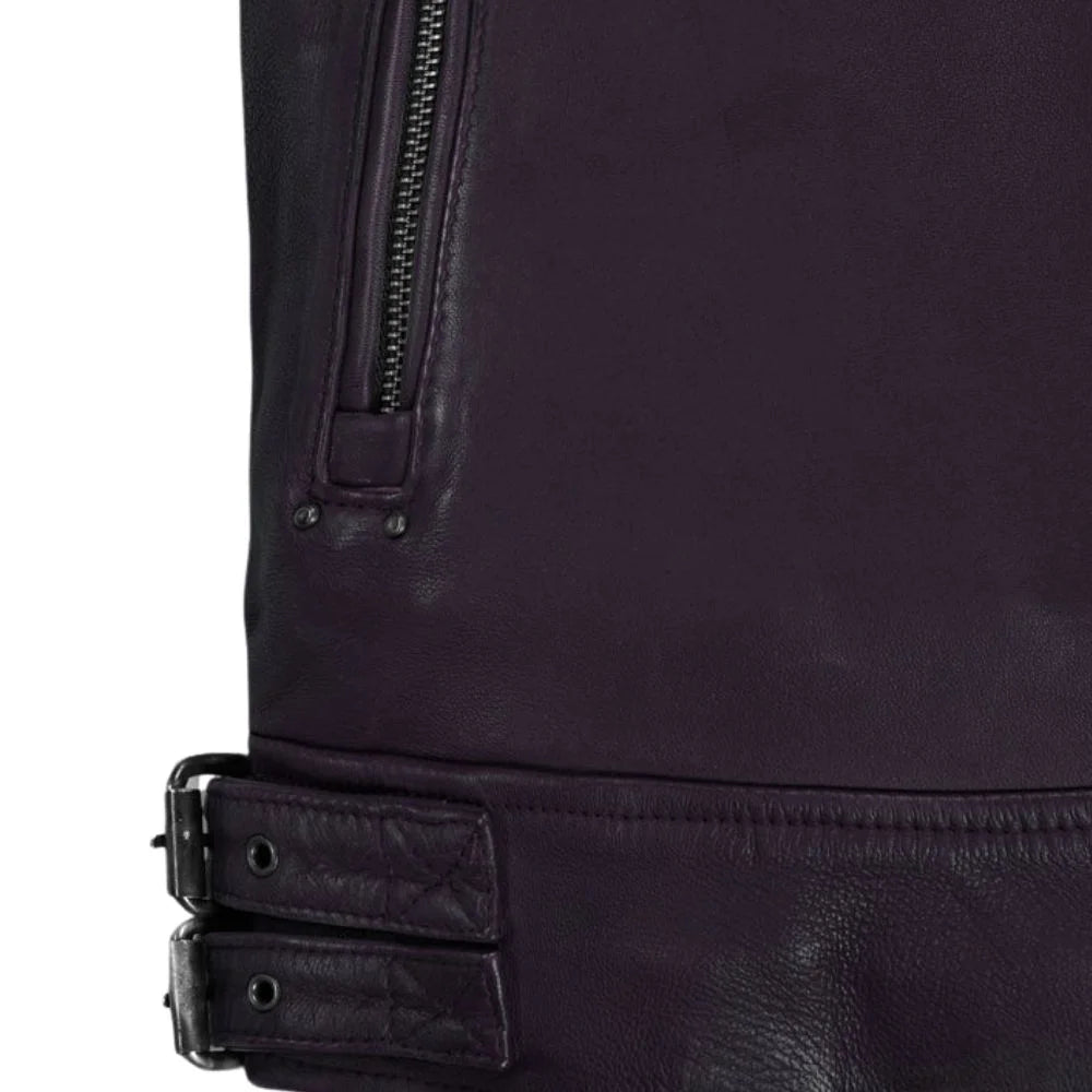 Men’s Purple Asymmetrical Leather Jacket
