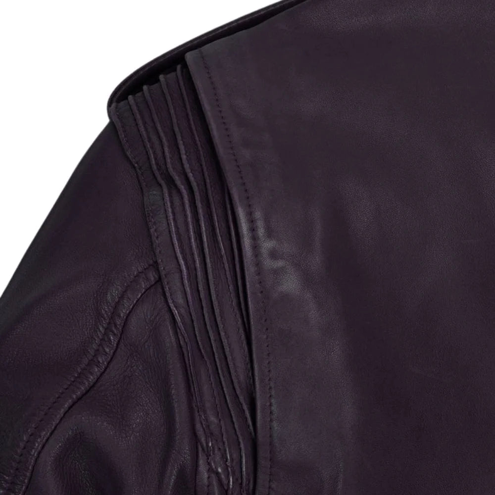 Men’s Purple Asymmetrical Leather Jacket