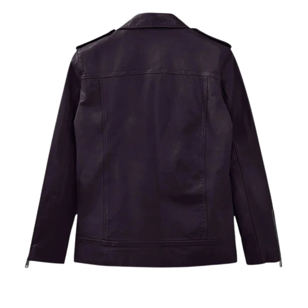 Men’s Purple Lapel Leather Jacket