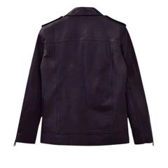 Men’s Purple Lapel Leather Jacket