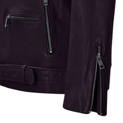 Men’s Purple Lapel Leather Jacket