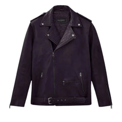Men’s Purple Lapel Leather Jacket