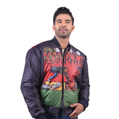 Men’s Purple Polyester Graphic Bomber Jacket