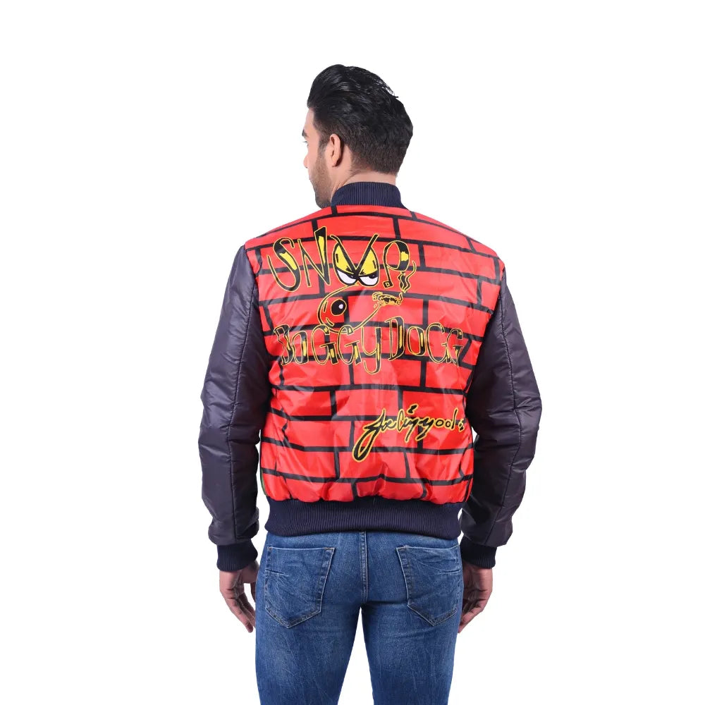 Men’s Purple Polyester Graphic Bomber Jacket