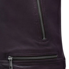 Men’s Purple Quilted Shoulder Leather Jacket