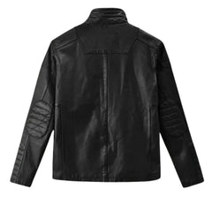 Men’s Quilted Armored Black Leather Jacket