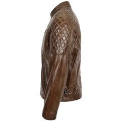 Men’s Brown Quilted Leather Biker Jacket