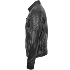 Men’s Quilted Black Leather Biker Jacket 