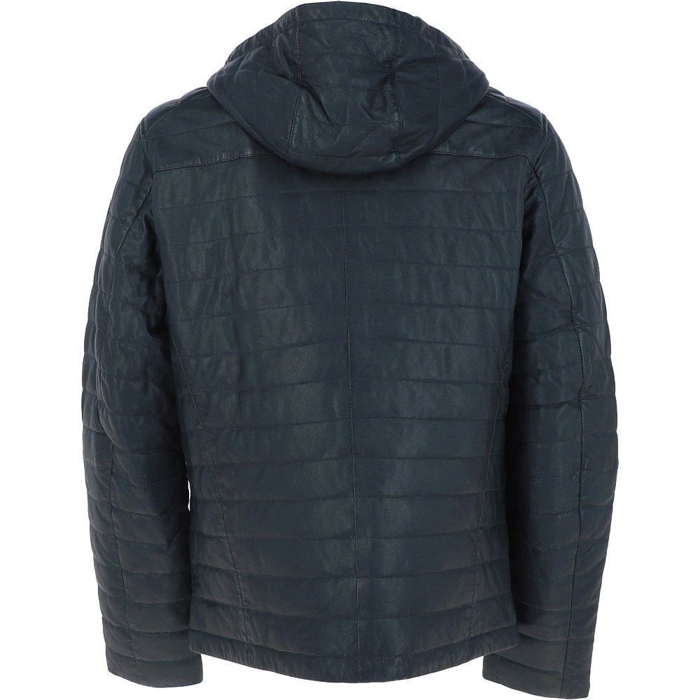 Men’s Quilted Navy Hooded Puffer Jacket